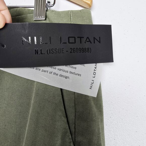 Nili Lotan East Hampton Pant Size 10 Olive Green Raw Hem Chino Straight Leg NWT - Picture 6 of 16